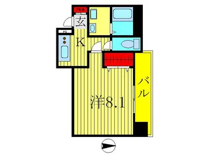 SUNSHINE HILLS(1K/3階)の間取り写真