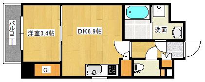 ララ・クスタ(1DK/7階)の間取り写真