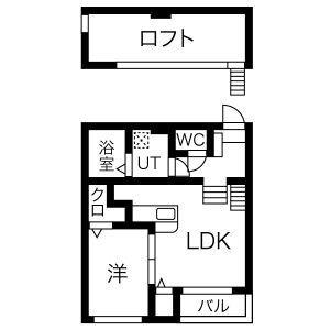クローバーコート日比野(1LDK/1階)の間取り写真