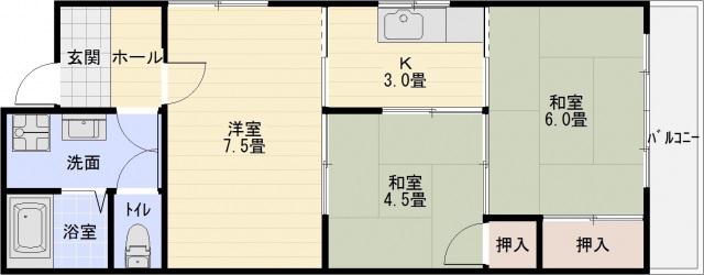 クレセントハイツ西川(3K/3階)の間取り写真