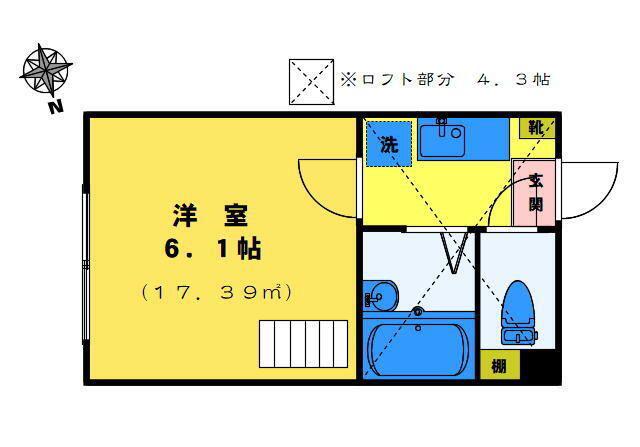 プアメリア(1K/2階)の間取り写真