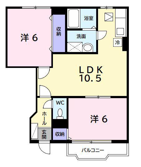 ニューブランパレスII(2LDK/1階)の間取り写真