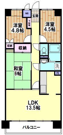 ヴィラコヤス弐番館(3LDK/3階)の間取り写真