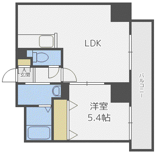 N6ウエスト11・M(1LDK/4階)の間取り写真