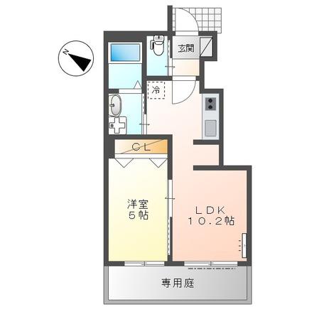 ウォール ローズ(1LDK/1階)の間取り写真