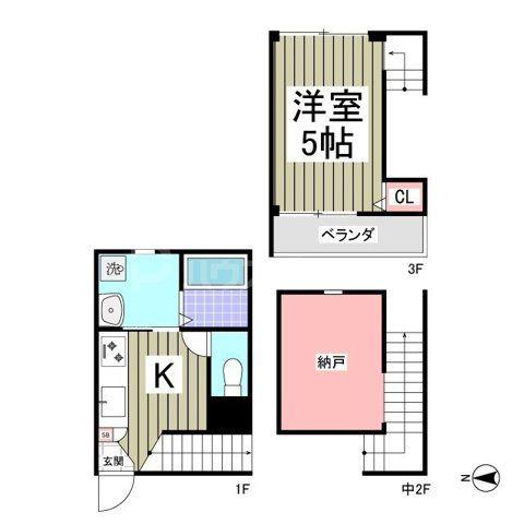 SERENO検見川(1K/1階)の間取り写真