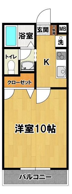 グリーンヨシエⅡ(1K/1階)の間取り写真