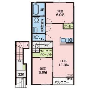 NJ三島町II(2LDK/2階)の間取り写真