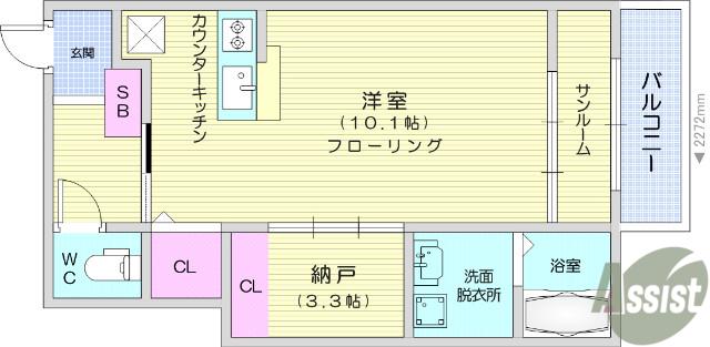 ジュエリースターA(1K/1階)の間取り写真
