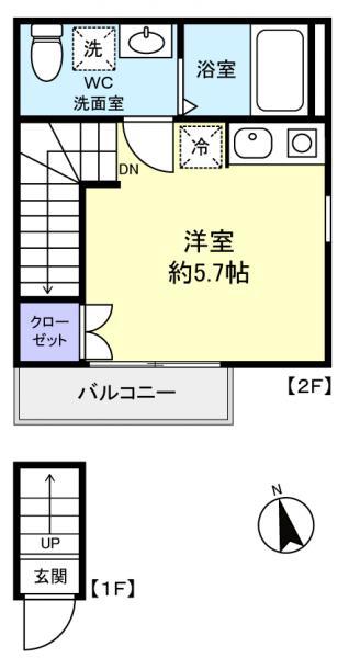 ベレガンス八千代台(ワンルーム/2階)の間取り写真