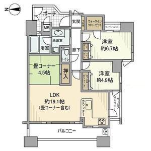 アンビエント高辻通(2LDK/15階)の間取り写真