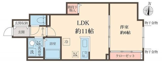 カーム カモミール(1LDK/1階)の間取り写真