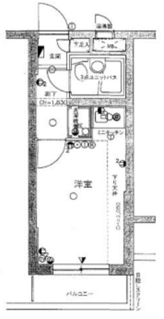 ライオンズマンション赤羽西第2(ワンルーム/1階)の間取り写真