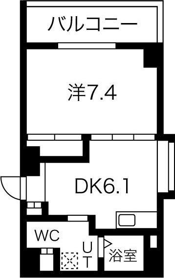 アエラス(1DK/6階)の間取り写真