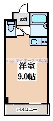 H2O高井田ビル(ワンルーム/8階)の間取り写真