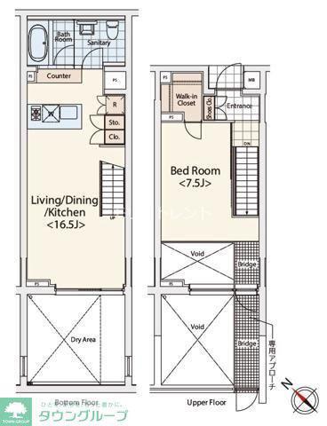カスタリア初台II(2LDK/B1階)の間取り写真