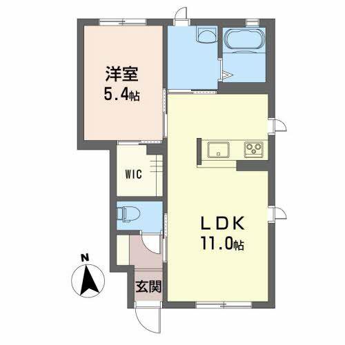 グランヴィルN棟(1LDK/1階)の間取り写真