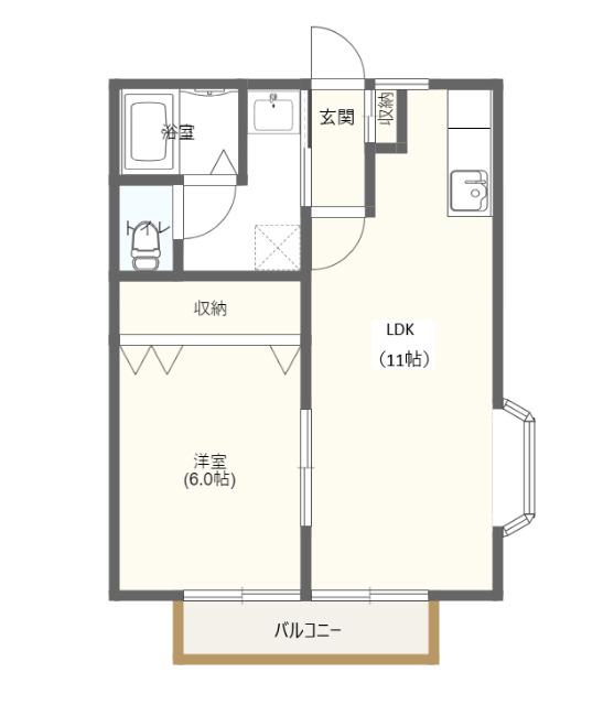 ファミーユ杉田(1LDK/2階)の間取り写真