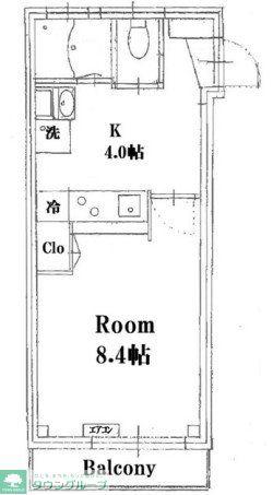 パエレス恵比寿(1K/2階)の間取り写真