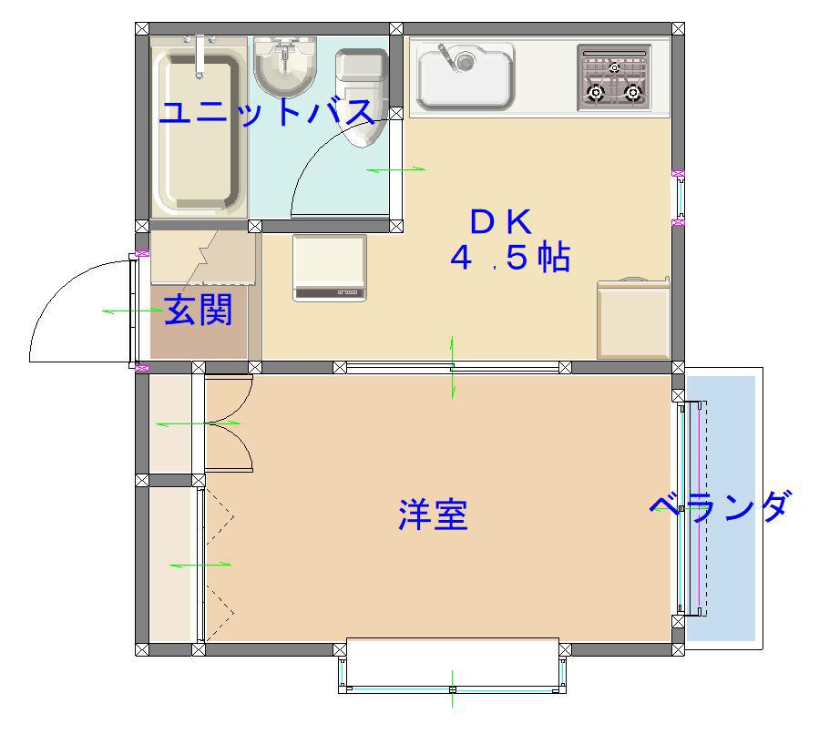 アネックス(1DK/2階)の間取り写真