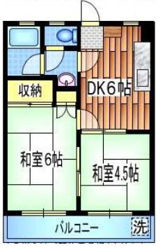 ハイツ北原2号館(2DK/2階)の間取り写真