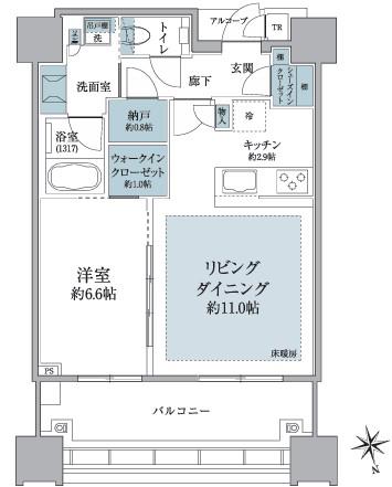 白金ザ・スカイ東棟(1LDK/24階)の間取り写真