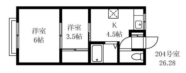 行徳・石田マンション(2K/2階)の間取り写真