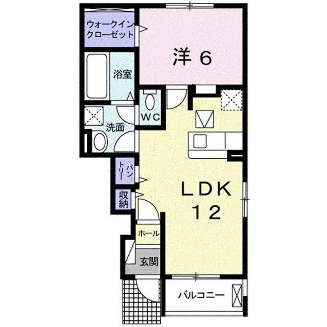 シャーンス A(1LDK/1階)の間取り写真