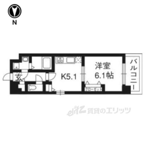 レジデンス西京極(1DK/3階)の間取り写真