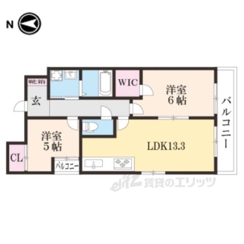 サクシード伏見車町2ND(2LDK/5階)の間取り写真