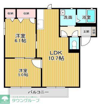 ファミール富士山A(2LDK/2階)の間取り写真