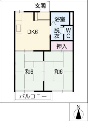 サンクレスト篠田(2DK/2階)の間取り写真
