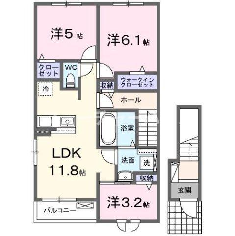 ロイヤル オーク(3LDK/2階)の間取り写真