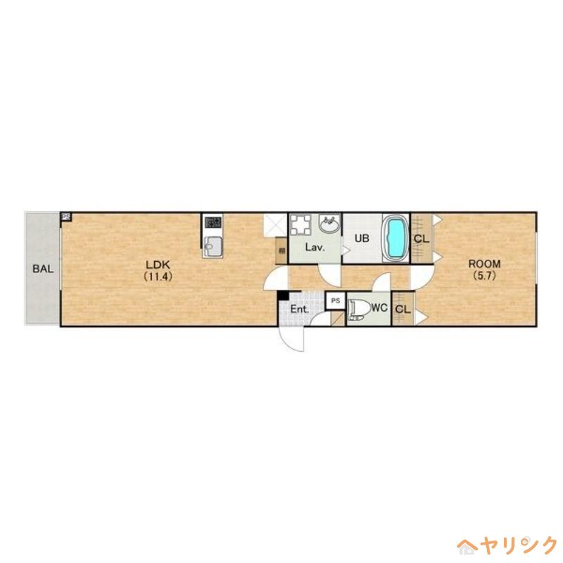 ジーメゾン清須セレーノ(1LDK/2階)の間取り写真