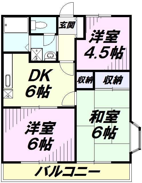 サンライフ小手指C(3DK/1階)の間取り写真