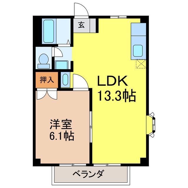 コリーヌI番館(2DK/1階)の間取り写真