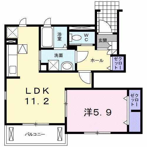 サンフィールドパレス(1LDK/1階)の間取り写真