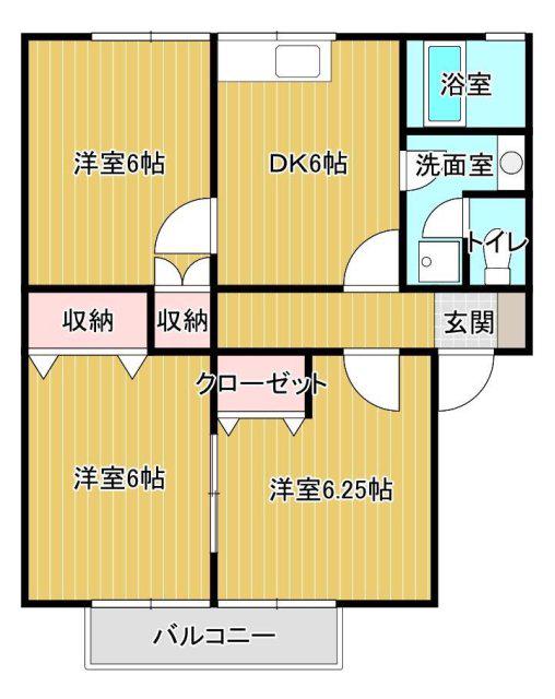 メゾンヤマショーII A(3DK/2階)の間取り写真