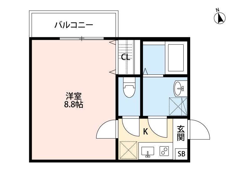 ミアカーサ柏(1K/3階)の間取り写真