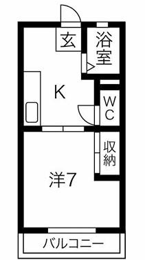 レジデンス香呂(1DK/2階)の間取り写真