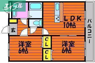 パーチェ・青江(2LDK/1階)の間取り写真