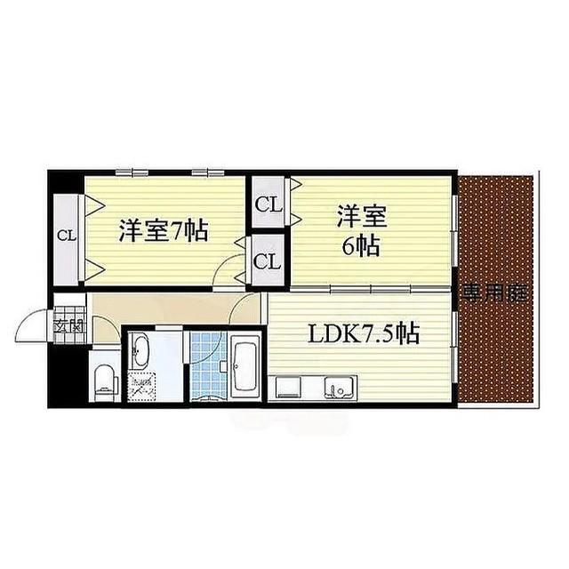 イーズコート桃山台(2LDK/1階)の間取り写真