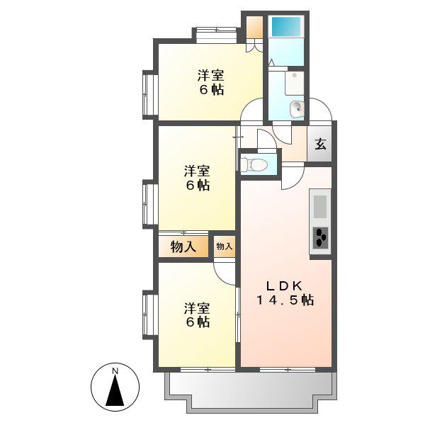 グランドメゾン菊坂(3LDK/2階)の間取り写真