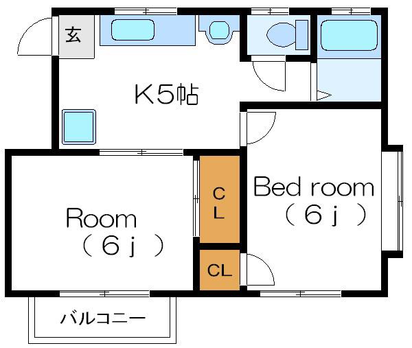 畠山ハイツ(2DK/1階)の間取り写真