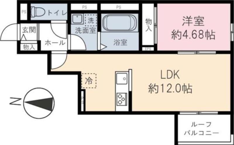HIKARI(1LDK/2階)の間取り写真