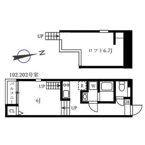 ソレアード(1K/1階)の間取り写真