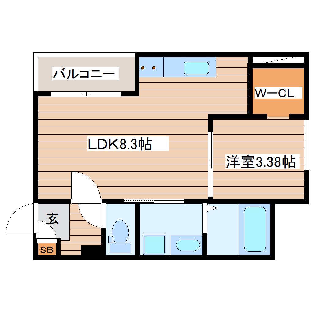 ソーサリー柏木(1LDK/1階)の間取り写真
