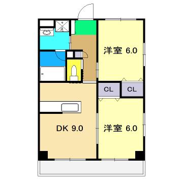 ナビオハイツ(2DK/2階)の間取り写真