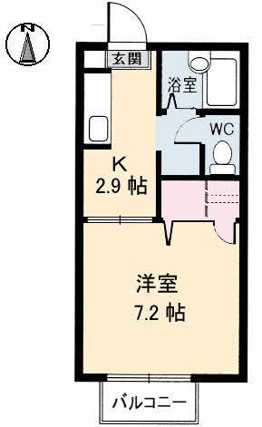 サンホープ21(1K/1階)の間取り写真
