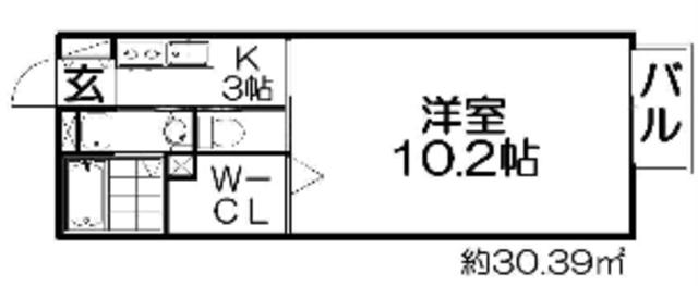 サンアムール杉山手(1K/1階)の間取り写真